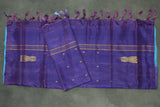 Violet Banana Pith (Vaazhai Naar) Handloom Saree, Borderless Full Body with Small Butta and Contrast Pallu