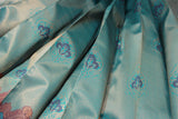 Dark Teal Kubera Pattu Silk Saree with Designer Border, Matching Blouse Piece