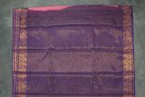 Pink Sungudi Cotton Saree with Purple Gold-Tone Zari Border, Vaira Oosi Diamond Pattern Saree JCS Fashions