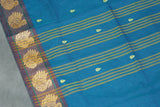 Rama Blue & Yellow Poly Cotton Butta Saree with Thread Border Saree JCS Fashions