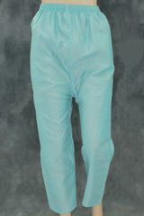 Pastel Blue Roman Silk 3-Piece Kurti Set with V Neck, Elastic Pant & Organza Zari Dupatta