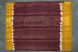 Sungudi Dark Brown Cotton Saree with Gold Zari Border and Diamond Line Pattern Saree JCS Fashions
