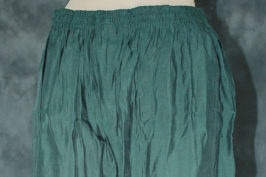 Dark Green Roman Silk 3-Piece Kurti Set with Elastic Pant, Side Pocket & Digital Dupatta
