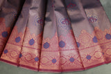 Navy Blue Kubera Pattu Silk Saree with Traditional Border and Blouse Piece | Semi Silk