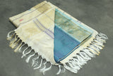 Peacock Blue & Cream Vaazhai Naar (Banana Pith) Saree with Zari Border and Butta