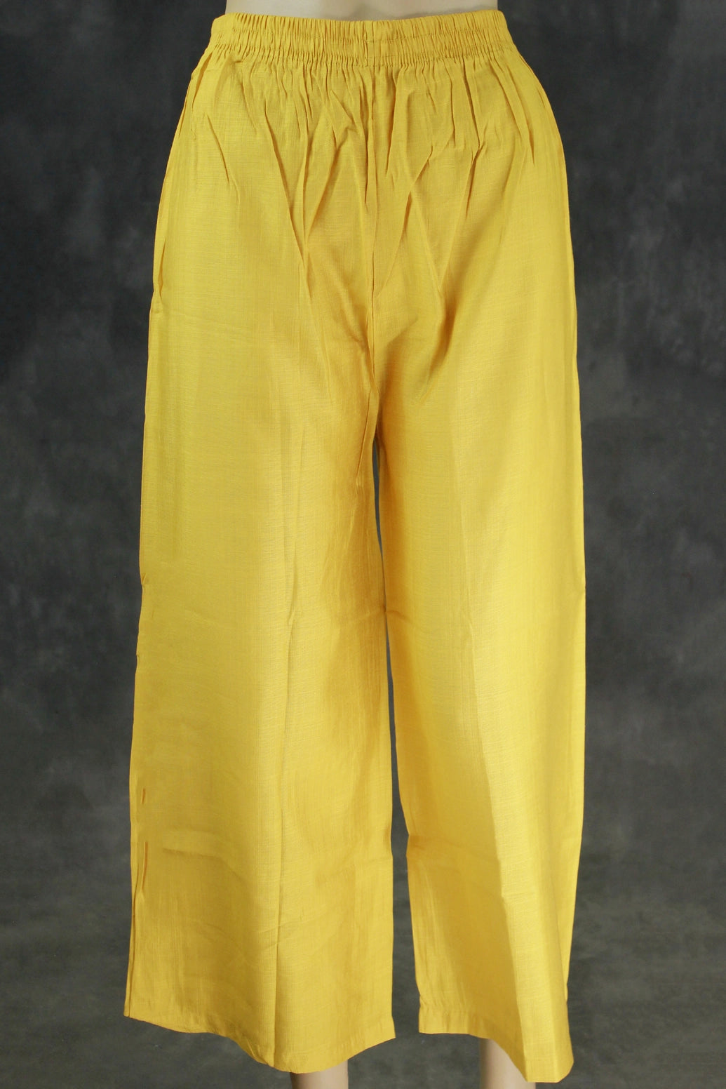Yellow Cotton 3-Piece Kurti Set with Aari Mirror Work, Sequin Details, Elastic Pant & Chiffon Dupatta