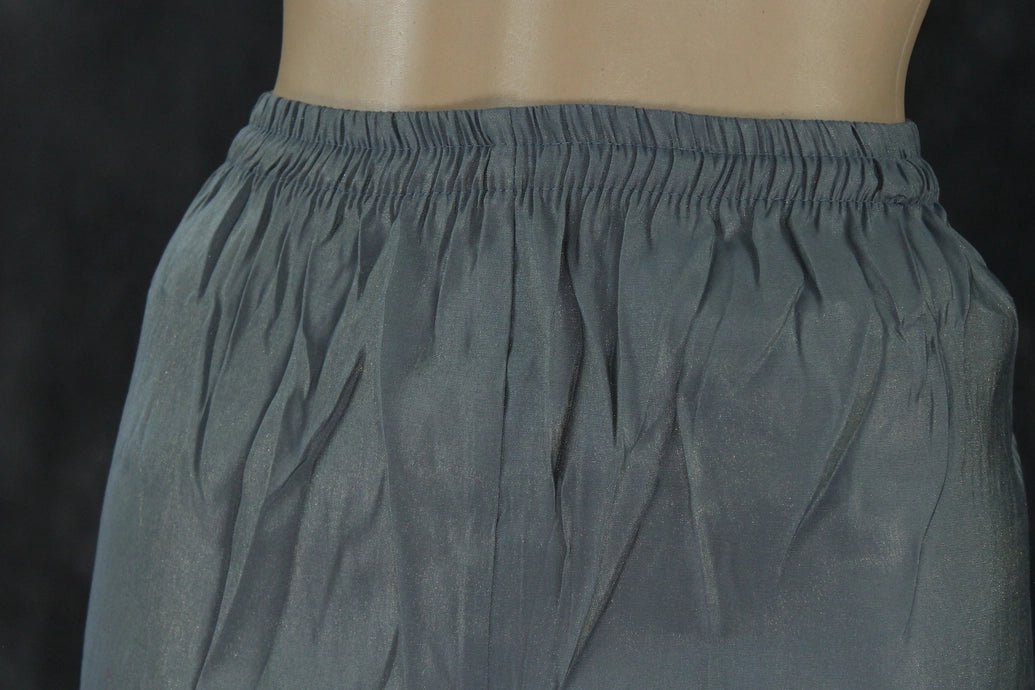 Grey Cotton-Rayon Pakistani Collar Kurti Two-Piece Set with Mirror Work and White Lace Border — Top with Elastic Pants Kurti JCS Fashions