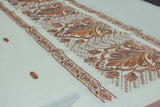Pure Kerala Cotton White Saree with Copper Zari Peacock Embroidery and Blouse Piece