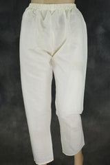 White Roman Silk Kurti with Pant & Organza Digital Dupatta - Zari Sequence Neck Design, 3-Piece Set