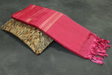 Vaazhai Naar (Banana Pith) Light Yellow Saree with Pink Pallu and Small Butta Motifs - Borderless Traditional Saree