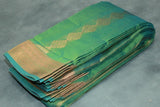 Green Silk Cotton Saree with Beautiful Zari Border and Blouse Piece, Traditional Woven Design