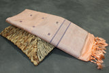 Vaazhai Naar (Banana Pith) Navy Blue & Peach Borderless Saree with Small Butta