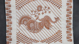 White Kerala Cotton Saree with Copper Zari Peacock Embroidery and Copper Border