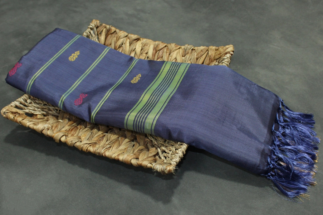 Light Green Vaazhai Naar Saree with Zari Design Border and Small Butta - Includes Blouse Piece