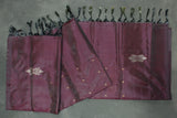Vaazhai Naar (Banana Pith) Borderless Saree - Dark Purple Body with Fanta Orange Pallu, Small Butta