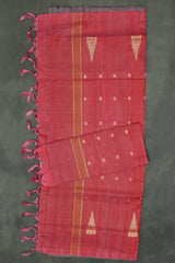 Reddish Pink Vaazhai Naar (Banana Pith) Handloom Borderless Saree with Small Butta