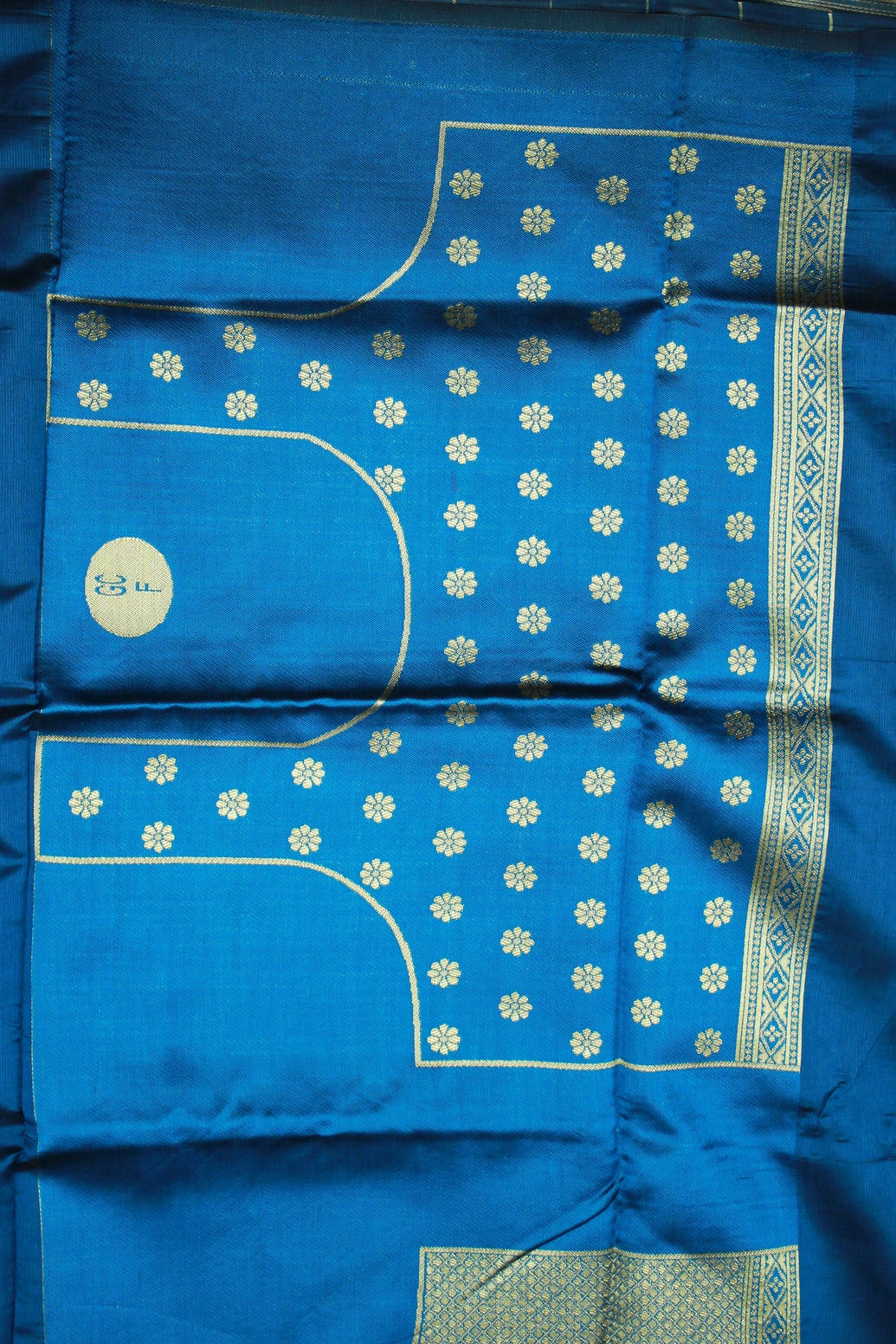 Peacock Blue Paithani Pure Silk Saree with Zari Woven Pallu & Border, Patterned Body and Butti Work
