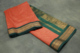 Burnt Orange Kalyani Cotton Saree with Puthha Design and Zari Border and Blouse