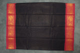 Dark Brown Sungudi Cotton Saree with Red Peacock Gold Zari Double Border, Checked Design Saree JCS Fashions