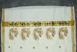 Pure Kerala Cotton White Saree with Gold Zari Peacock Embroidery Pallu – Blouse Piece Included