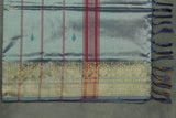 Steel Grey Vaazhai Naar (Banana Pith) Saree with Zari Border and Pink Pallu