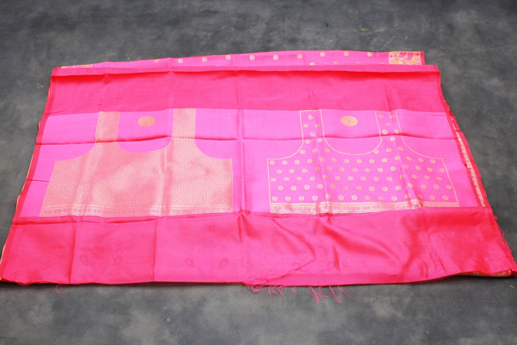 Bright Pink Paithani Pure Silk Saree with Zari Woven Peacock Pallu and Designer Border