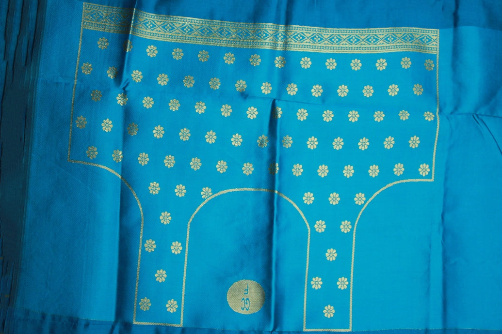 Blue Paithani Pure Silk Saree with Zari Woven Peacock Pallu and Contrast Design Border