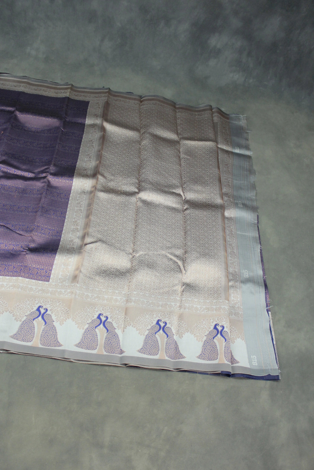 Dark Blue Kubera Pattu Saree with Peacock Border and Blouse
