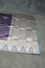 Dark Blue Kubera Pattu Saree with Peacock Border and Blouse