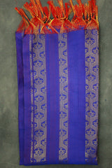 Violet Ponnadai Poly Silk Jacquard Temple Shawl with Zari Pattern and Tassels for Pooja Weddings Functions