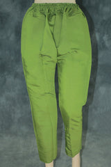 Mehendi Green Rayon Silk 3-Piece Kurti Set with Lined Elastic Pant & Zari Cotton Dupatta