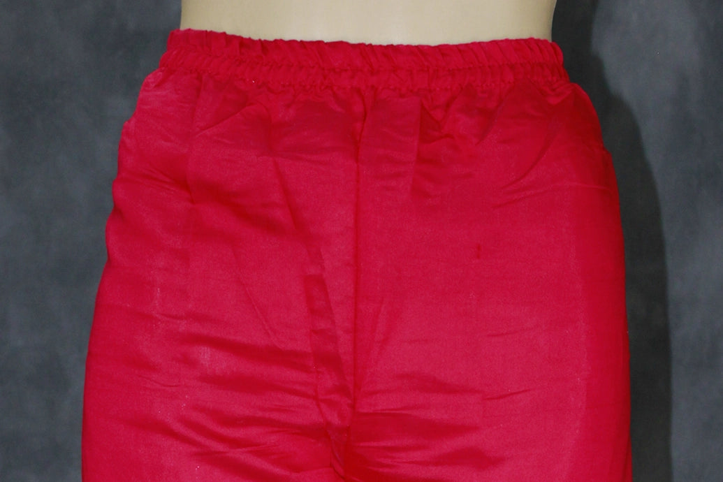 Elegant Dark Pink Roman Silk 3-Piece Kurta Set