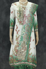 3 piece salwar set. Kurti, Pant with Elastic and shawl. beautiful designer crepe material kurti with stone and mirror work, charming gold c