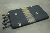 Black Maheswari Silk Cotton Saree with Butta & Zari Border and Blouse Piece