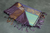 Purple Vaazhai (Banana Pith) Saree with Golden Zari Border and Small Butta - Includes Blouse Piece