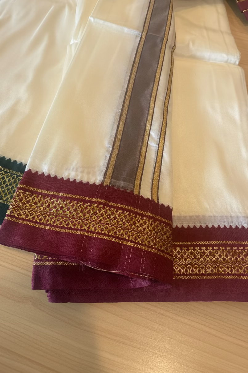 Pattu Dhoti With Ganga Jamuna Border, Art Silk
