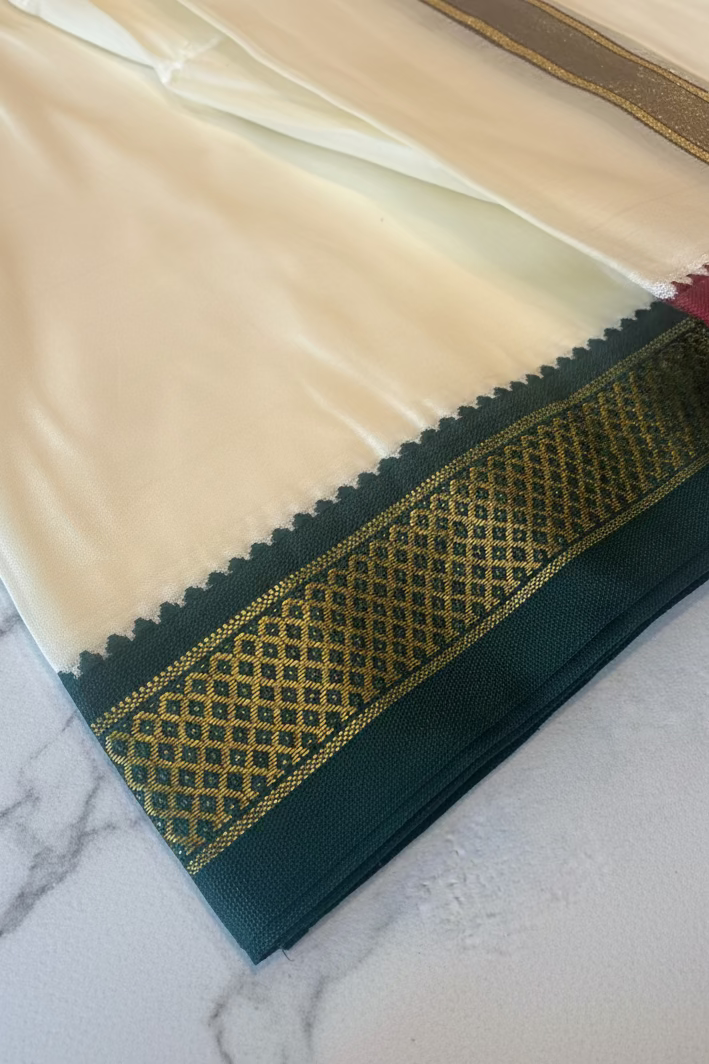 Pattu Dhoti With Ganga Jamuna Border, Art Silk