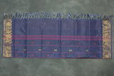 Vaazhai Naar (Banana Pith) Saree in Navy Blue and Orange with Zari Design Border, Full-Body Buttas and Blouse Piece