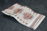 Pure Kerala Cotton Saree with Copper Zari Peacock & Leaf Embroidery, White