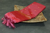 Reddish Pink Vaazhai Naar (Banana Pith) Handloom Borderless Saree with Small Butta