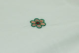 Pure Kerala Cotton White Saree with Copper Zari Border and Embroidered Peacock Floral Pallu