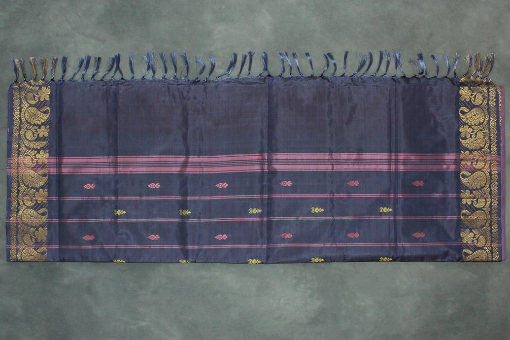 Vaazhai Naar (Banana Pith) Saree with Zari Design Border and All-Over Butta - Dark Peach