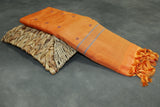 Orange Vaazhai Naar (Banana Pith) Saree with Small Butta and Subtle Pallu Stripes