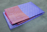 Lavender Emboss Silk Saree with Beautiful Border, Semi Silk Design for Traditional Wear
