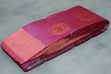 Purple Silk Cotton Zari Border Saree with Floral Motifs and Matching Blouse