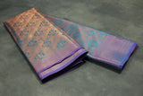 Blue Bridal Kubera Pattu Saree with Grand Pallu Zari Work and Zari Border, Comes with Blouse