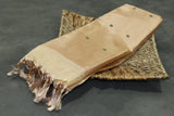 Biscuit Beige Vaazhai Naar (Banana Pith) Borderless Saree with Pink Pallu