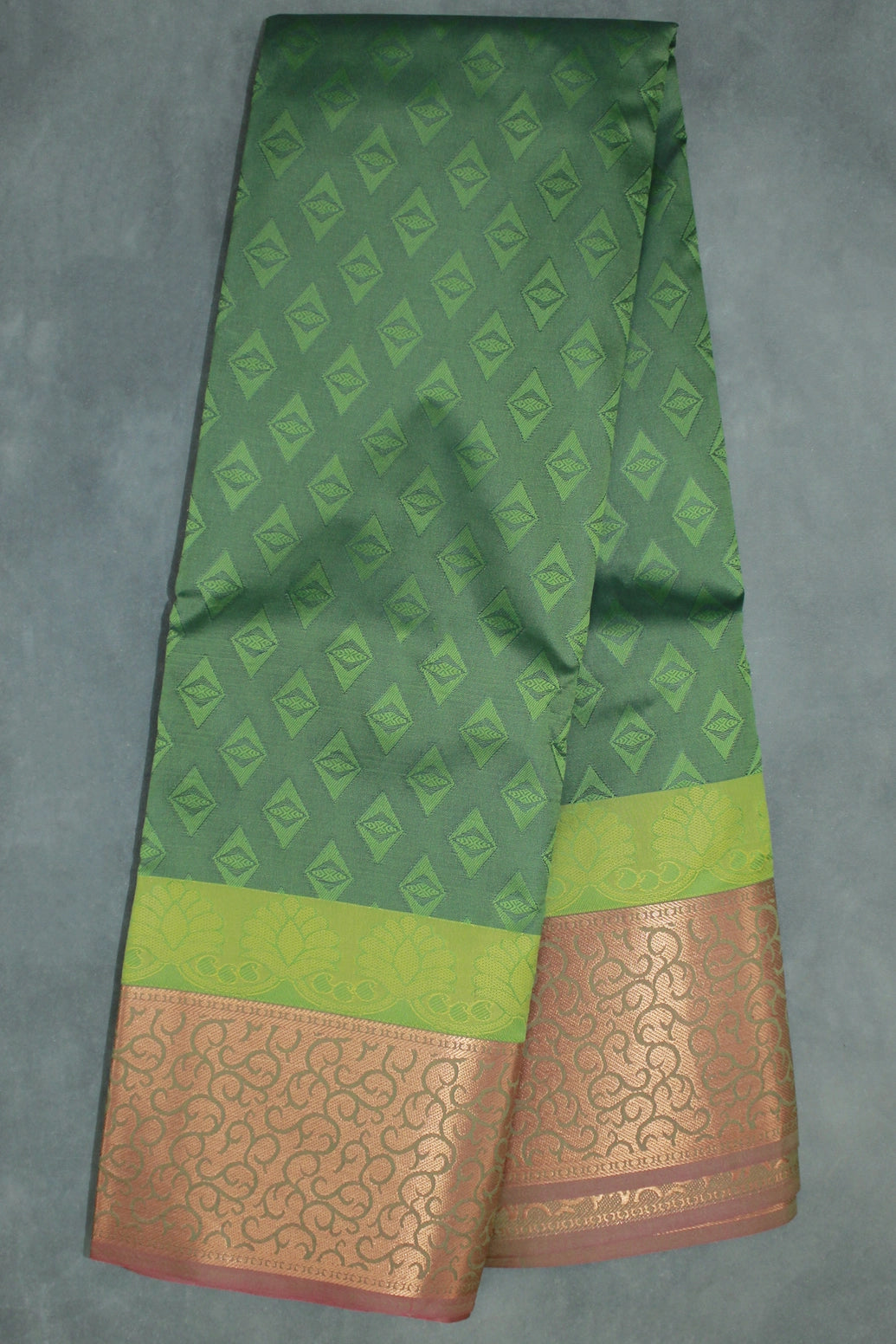 Green Emboss Silk Saree with Semi Silk Border Design, Traditional Wedding Wear for Women