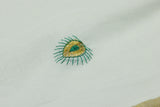 Pure Kerala Cotton White Saree with Gold-Tone Peacock Zari Embroidery and Blouse Piece