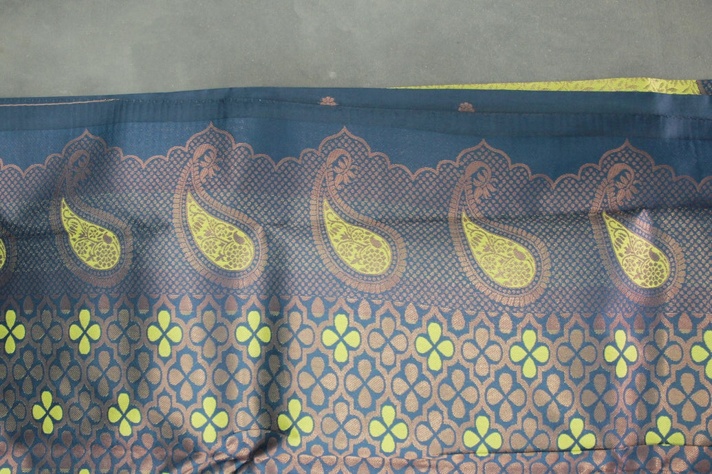 Green Kubera Pattu Saree with Mango Design Border and Matching Blouse